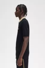 Fred Perry Chequerboard Collar Men’s Polo Shirt Black | MGVRN5782