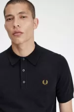 Fred Perry Classic Knitted Men’s Shirt Navy | JCBYE7594