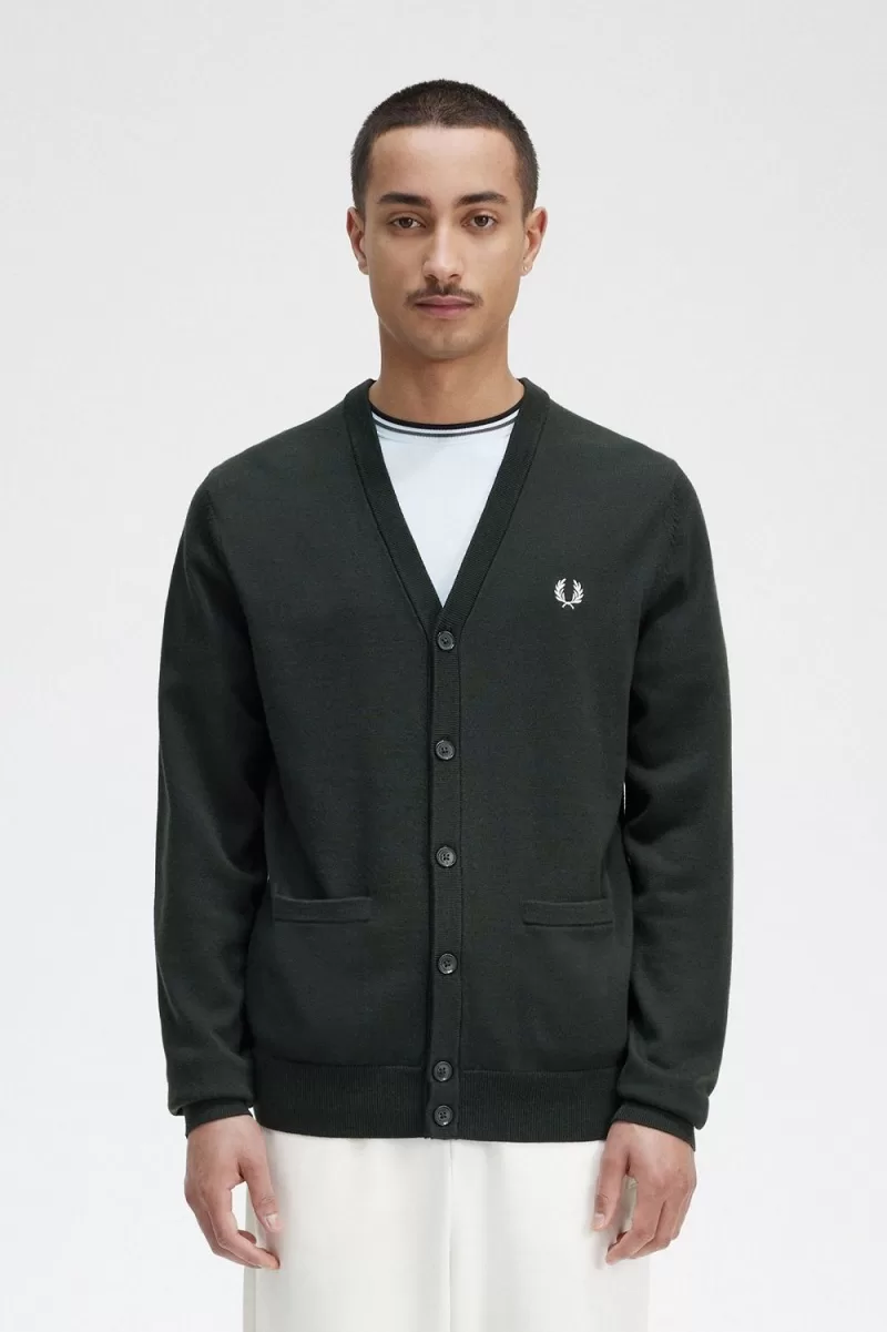 Fred Perry Classic Mens Cardigan Night Green GPHMR2357 - Fred Perry Classic Men's Cardigan Night Green | GPHMR2357
