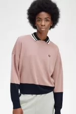 Fred Perry Colour Block Women’s Jumper Dusty Rose Pink | VRHJA0495