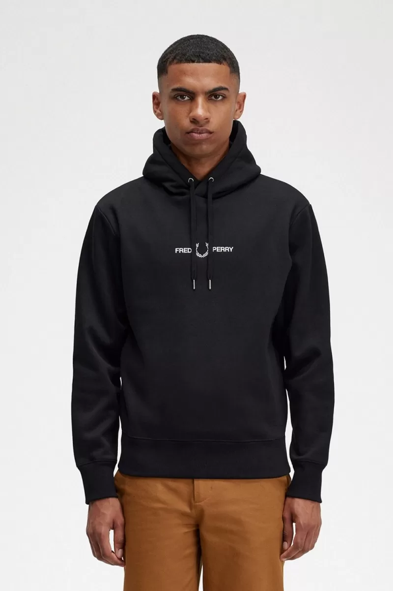 Fred Perry Embroidered Hooded Men’s Sweatshirts Black | JLIDX3701 Fred Perry Embroidered Hooded Men’s Sweatshirts Black | JLIDX3701