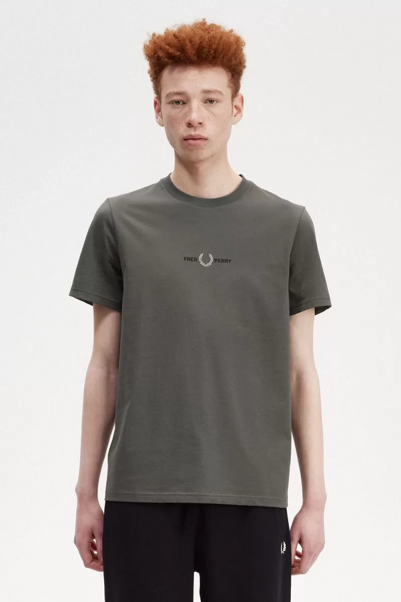 Fred Perry Embroidered Men’s T-Shirt Field Green | IOPBY1930 Fred Perry Embroidered Men’s T-Shirt Field Green | IOPBY1930