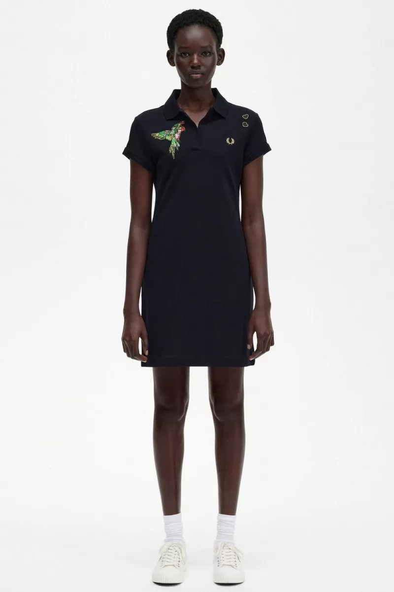 Fred Perry Embroidered Piqué Women’s Dress Black | SJZMY1659 Fred Perry Embroidered Piqué Women’s Dress Black | SJZMY1659