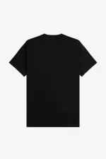 Fred Perry Flocked Laurel Wreath Men’s T-Shirt Black Warm Grey | GFPHV8769