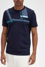 Fred Perry Glitch Print Men’s T-Shirt Navy | HRIEG9562