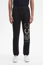 Fred Perry Graphic Branding Sweat Men’s Pants Black | TKRMX0517