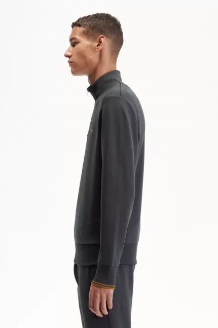 Fred Perry Half Zip Men’s Sweatshirts Anchor Grey Dark Coffee | POLXB5109