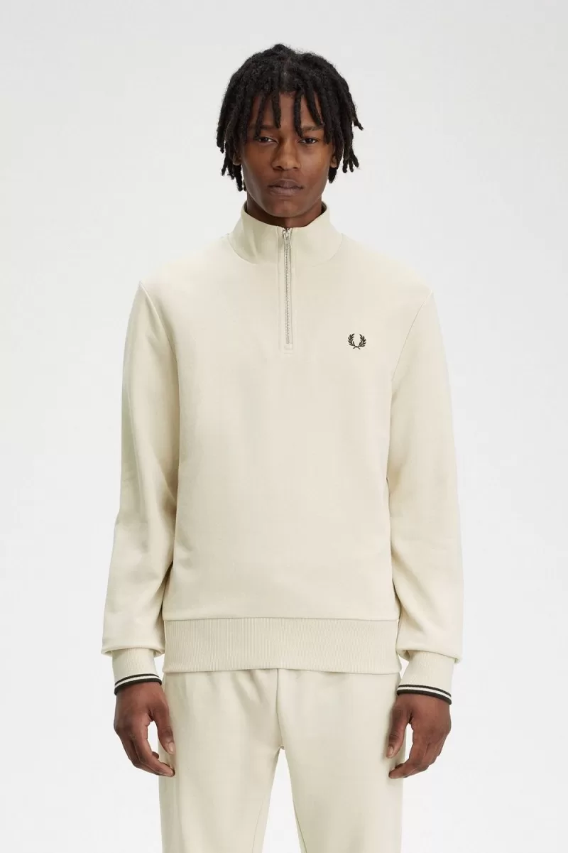 Fred Perry Half Zip Men’s Sweatshirts Oatmeal Black | QTMSJ8643 Fred Perry Half Zip Men’s Sweatshirts Oatmeal Black | QTMSJ8643