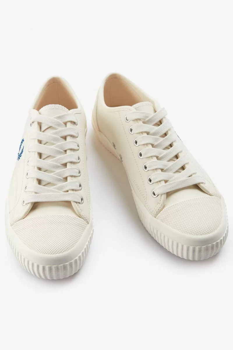 Fred Perry Hughes Low Mens Plimsolls Light Beige Shaded Cobalt SLBVZ6501 1 - Fred Perry Hughes Low Men's Plimsolls Light Beige Shaded Cobalt | SLBVZ6501