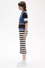 Fred Perry Jacquard Knitted Stripe Women’s Dress Twilight Blue | QJMKX9468