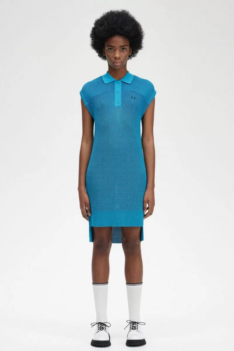 Fred Perry Knitted Shirt Women’s Dress Cyber Blue | BFMIQ7639 Fred Perry Knitted Shirt Women’s Dress Cyber Blue | BFMIQ7639