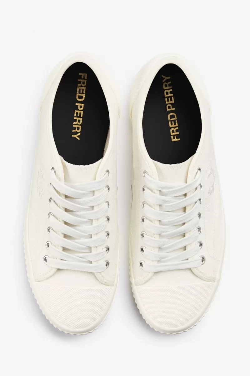 Fred Perry Low Hughes Mens Plimsolls Ivory Light Beige WUKOH7201 1 - Fred Perry Low Hughes Men's Plimsolls Ivory Light Beige | WUKOH7201