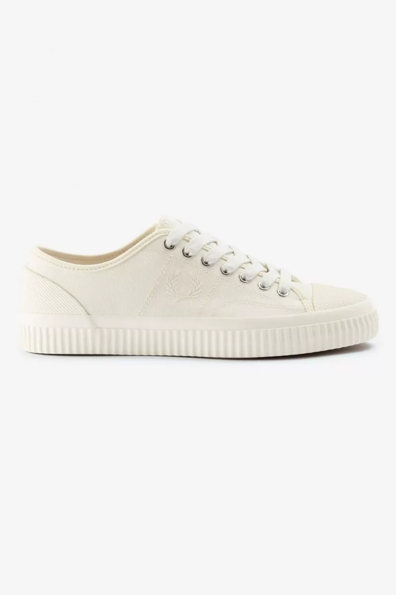Fred Perry Low Hughes Mens Plimsolls Ivory Light Beige WUKOH7201 - Fred Perry Low Hughes Men's Plimsolls Ivory Light Beige | WUKOH7201