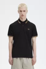 Fred Perry M12 Men’s Shirt Black Oatmeal Dark Coffee | WDLSY4976