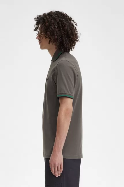 Fred Perry M12 Men’s Shirt Field Green Green Black | LUPOX6308