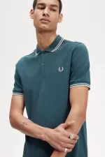 Fred Perry M3600 Men’s Shirt Petrol Blue Light Mint | IKGOV1592
