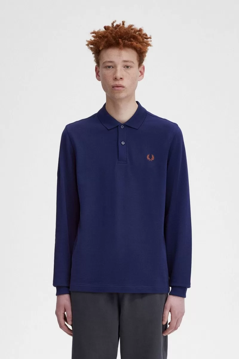 Fred Perry M6006 Men’s Shirt French Navy Whisky Brown | MGUND8257 Fred Perry M6006 Men’s Shirt French Navy Whisky Brown | MGUND8257