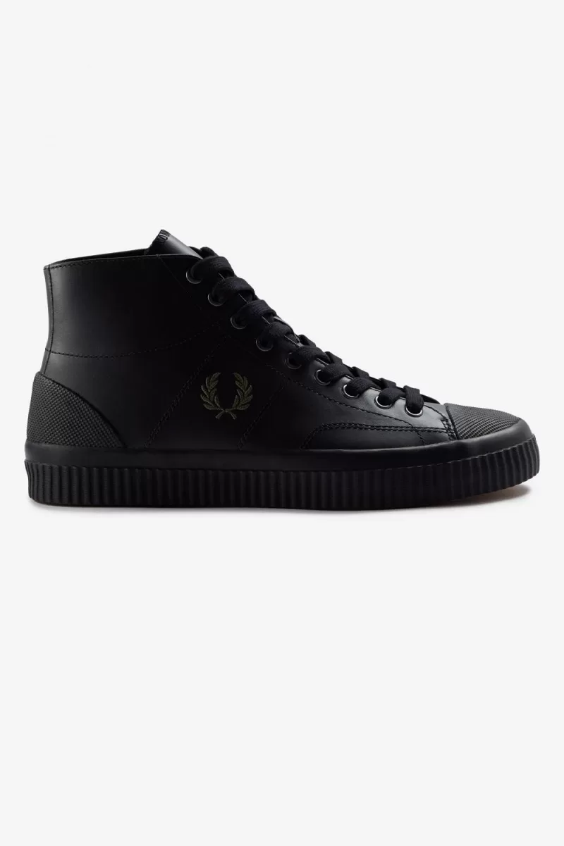 Fred Perry Mid Hughes Women’s Plimsolls Black Uniform Green | NWFHC0683 Fred Perry Mid Hughes Women’s Plimsolls Black Uniform Green | NWFHC0683