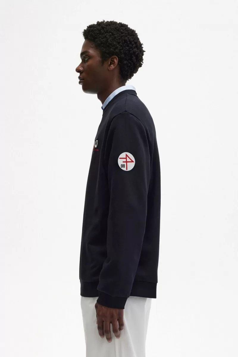 Fred Perry Printed Mens Sweatshirts Black AMCXD6098 1 - Fred Perry Printed Men's Sweatshirts Black | AMCXD6098