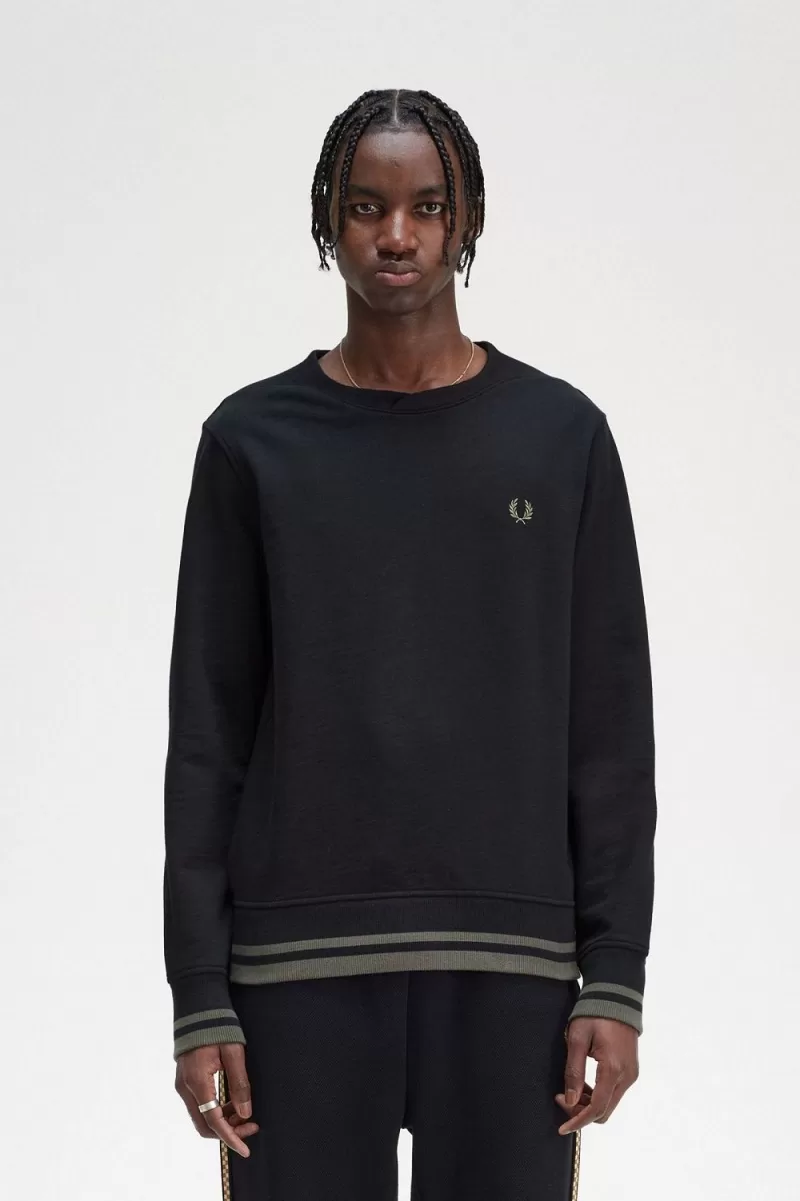 Fred Perry Rib Detail Men’s Sweatshirts Black | GSXJQ1362 Fred Perry Rib Detail Men’s Sweatshirts Black | GSXJQ1362