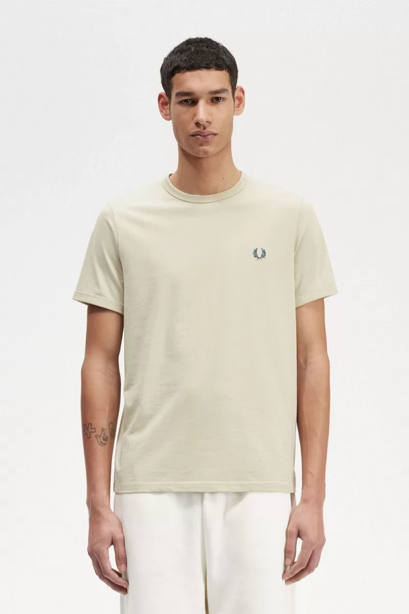 Fred Perry Ringer Mens T Shirt Light Mint WIOCS1530 - Fred Perry Ringer Men's T-Shirt Light Mint | WIOCS1530