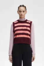 Fred Perry Striped Knitted Women’s Tanks Oxblood | DUTHS0913