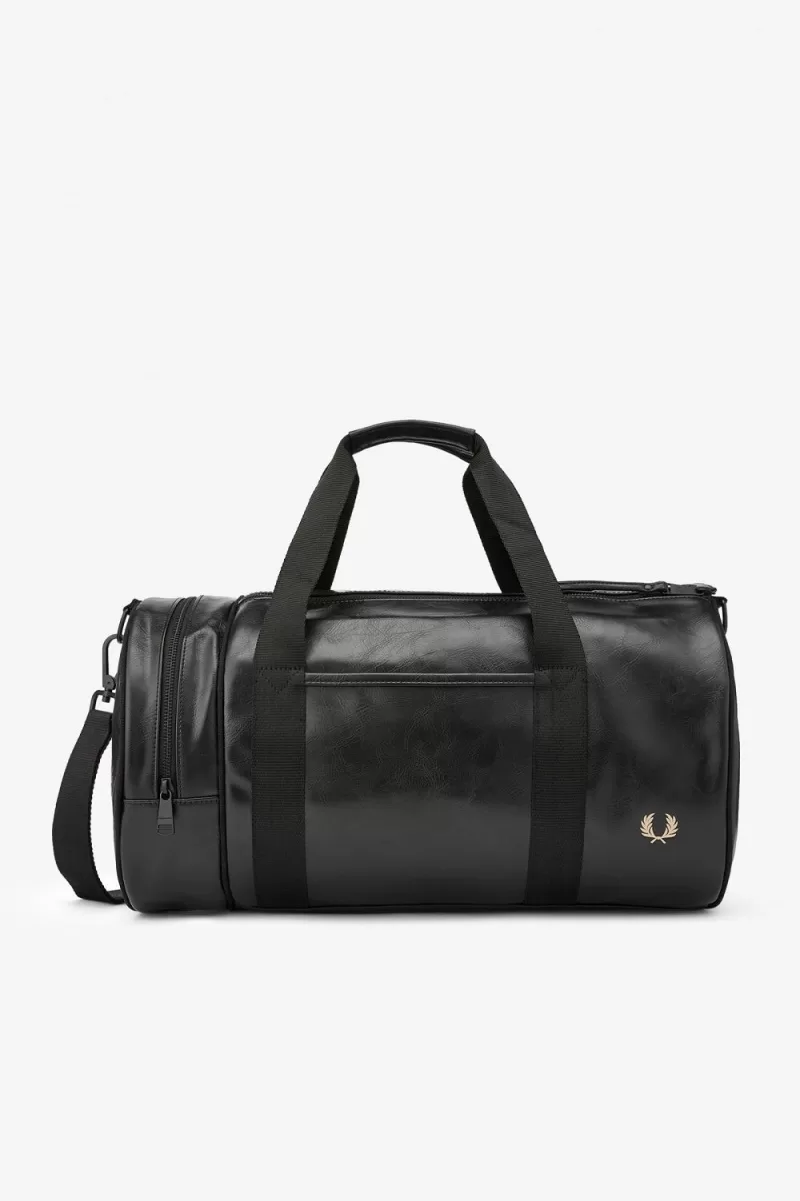 Fred Perry Tonal PU Barrel Mens Bags Black ZDKPE0753 - Fred Perry Tonal PU Barrel Men's Bags Black | ZDKPE0753